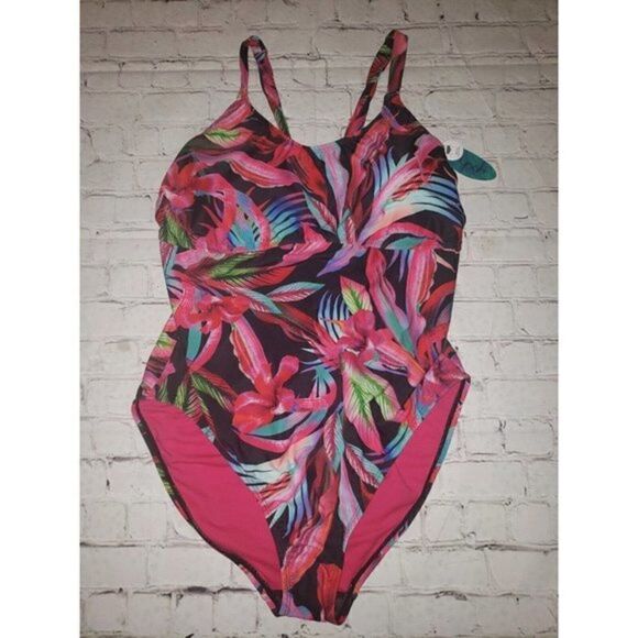 NWT Mynah Women's Plus 22W Tropical Medium Coverage X-Back One Piece Swim Suit - Picture 4 of 5